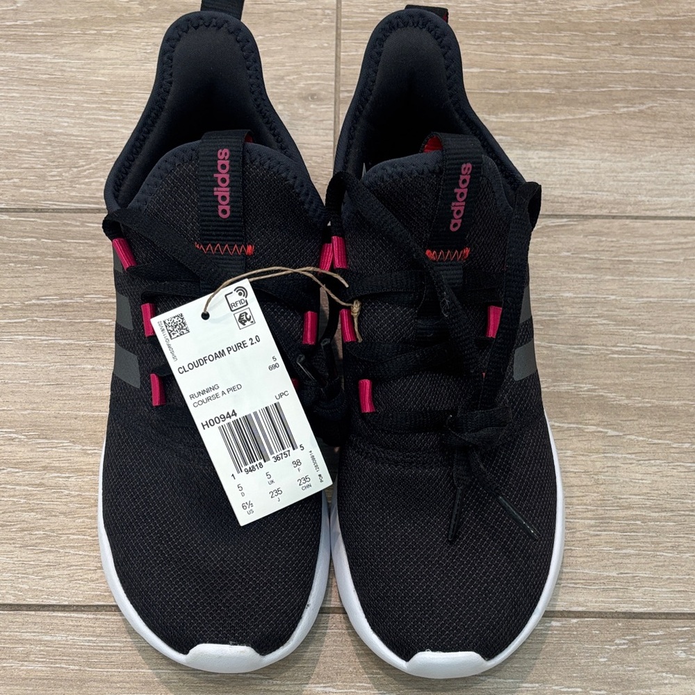 Adidas Black and Pink Cloudfoam Pure Shoes women’s size 6.5 Brand New with tags